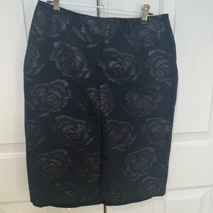 Vintage Black Floral Pencil Skirt